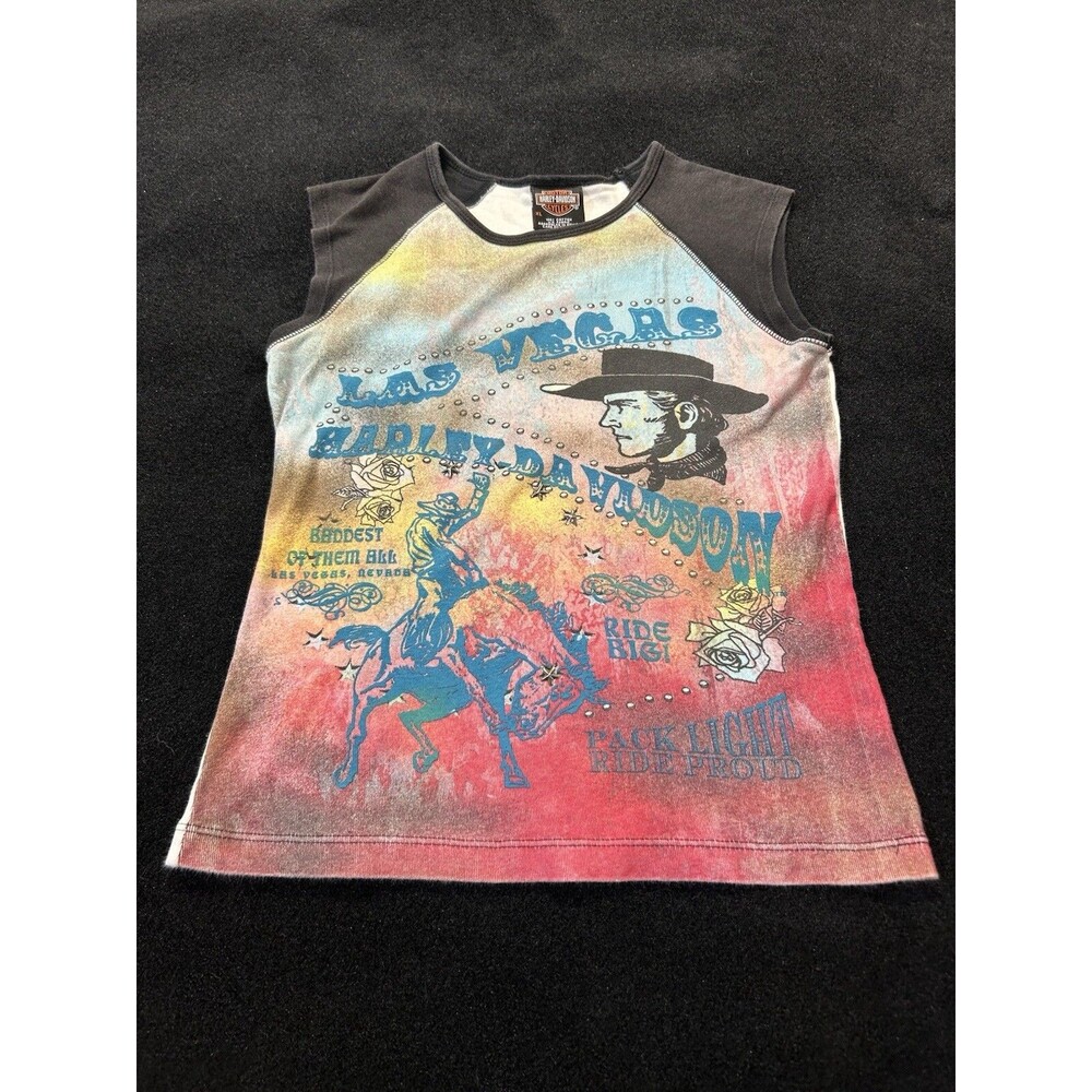Harley Davidson Women's Sleeveless T-Shirt Las Vegas Size XL Tie-Dye H2
